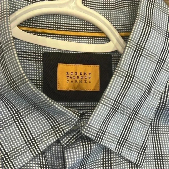 ❤️Host Picks❤️[XL]Robert Talbott Carmel  Cotton Squares Striped Blue Dress Shirt - Picture 4 of 8
